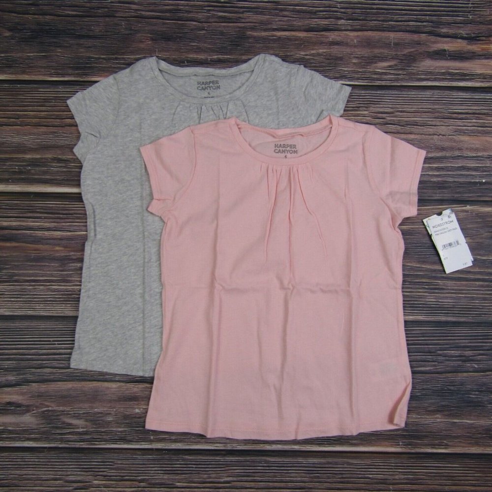 Harper Canyon NEW Kids Girls Size 6 Pink Gray‎ Tee T Shirt 2 Pack